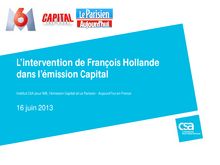 CSA : L’intervention de François Hollande dans l’émission Capital