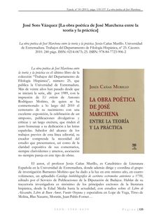 La obra poética de José Marchena entre la teoría y la práctica