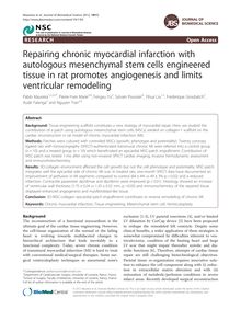 Repairing chronic myocardial infarction with autologous mesenchymal stem cells engineered tissue in rat promotes angiogenesis and limits ventricular remodeling