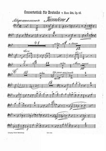 Partition Trombone 1, 2, 3 (ténor, basse clefs), Konzertstück G-moll für Bratsche (viole de gambe) mit Begleitung des Orchesters oder Pianoforte, Op.46