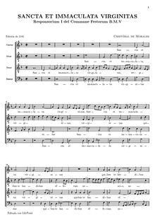 Partition choral Score, Sancta et immaculata virginitas, Responsorium I del Commune Festorum B.M.V.