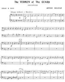 Partition violoncelles/Basses, pour Yeomen of pour Guard, ou pour Merryman et his Maid