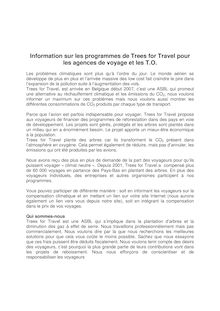 Information sur les programmes de trees for travel pour les