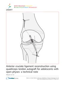 Anterior cruciate ligament reconstruction using quadriceps tendon autograft for adolescents with open physes- a technical note