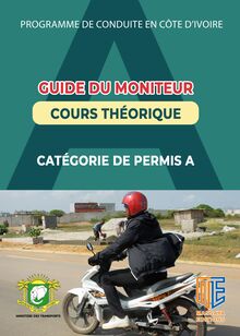 Guide du moniteur, Cours théoriques - Catégorie de permis A
