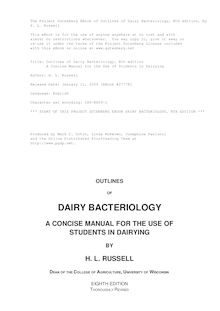 Outlines of Dairy Bacteriology, 8th edition - A Concise Manual for the Use of Students in Dairying