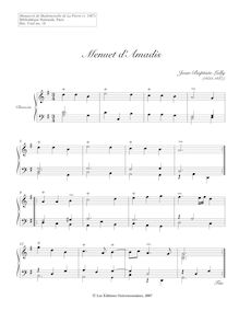 Partition Menuet d’Amadis, clavecin pièces from pour Manuscrit de Mademoiselle de La Pierre