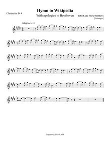 Partition clarinette 4 (en B♭), Hymn to Wikipedia, D major, Matthews, John-Luke Mark