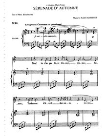 Partition complète (G Major: medium voix et piano), Sérénade d automne