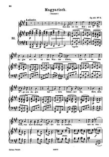 Partition , Magyarisch, 4 chansons, Brahms, Johannes