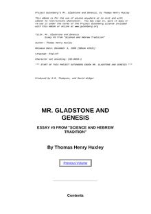 Mr.Gladstone and Genesis