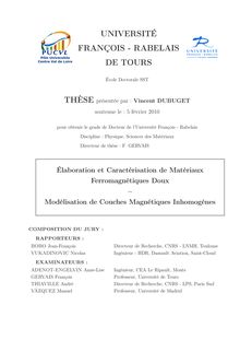 Elaboration et caractérisation de matériaux ferromagnétiques doux : modélisation de couches magnétiques inhomogènes, No title available