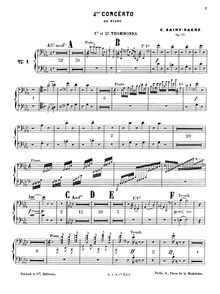 Partition Trombone 1/2, Piano Concerto No.4, Quatrième Concerto pour Piano et Orchestre