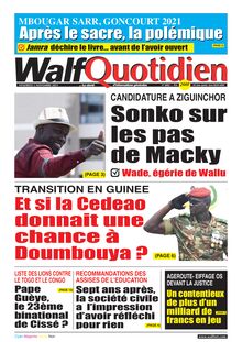 Walf Quotidien n°8883 - du vendredi 05 novembre 2021