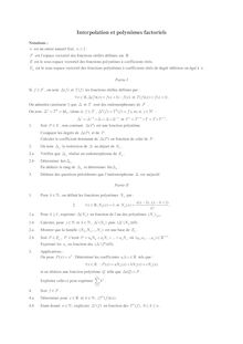 Sujet : Algèbre linéaire, Interpolation et polynômes factoriels
