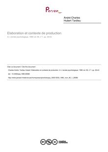 Elaboration et contexte de production - article ; n°1 ; vol.90, pg 29-43