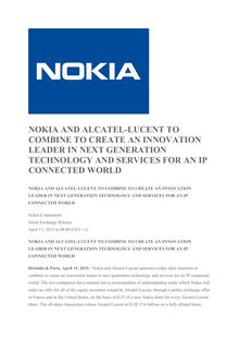 Nokia et Alcatel-Lucent : fusion annoncée