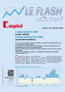L emploi breton en 2003 ; le bilan détaillé. L emploi salarié privé en 2004 ; les premières tendances (Flash d Octant n° 105)