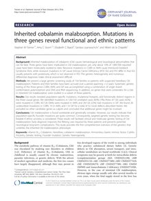 Inherited cobalamin malabsorption. Mutations in three genes reveal functional and ethnic patterns