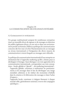 Chapitre 10 LA COMMUNICATION MULTICANAUX INTÉGRÉE A. Globalisation ...