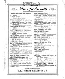 Partition clarinette, violons 2, viole de gambe, violoncelle, basse parties, Fantasia et Variations on a Theme by Danzi, Op.81