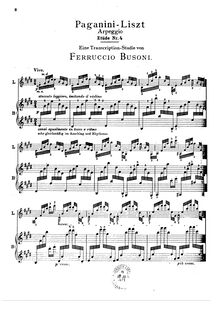 Partition Etude No.4 en E major Arpeggio (BV B 74), Grandes études de Paganini