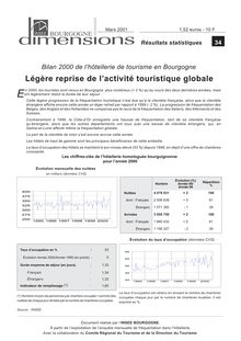 Bilan 2000 de l hôtellerie de tourisme en Bourgogne : légère reprise de l activité touristique globale