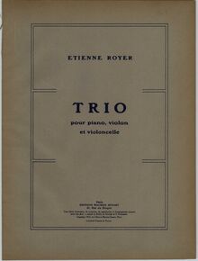Partition couverture couleur, Piano Trio, Royer, Étienne