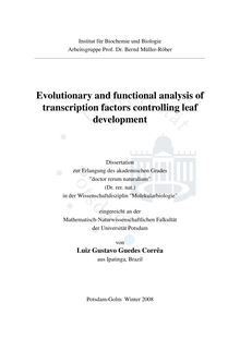 Evolutionary and functional analysis of transcription factors controlling leaf development [Elektronische Ressource] / von Luiz Gustavo Guedes Corrêa