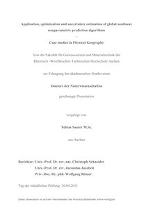 Application, optimization and uncertainty estimation of global nonlinear nonparametric prediction algorithms [Elektronische Ressource] : case studies in Physical Geography / Tobias Sauter
