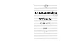 Partition cor 1/2 (E, F, G. A, D. C. A♭), La belle Hélène, Offenbach, Jacques