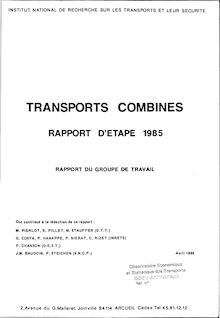 Transports combinés - Rapport d étape 1985. Rapport du groupe de travail.