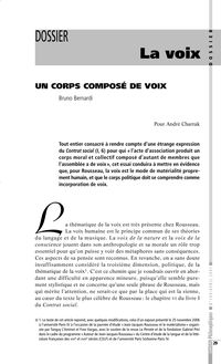UN CORPS COMPOSÉ DE VOIX Bruno Bernardi