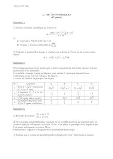 Mathématiques 2007 Brevet (filière générale)