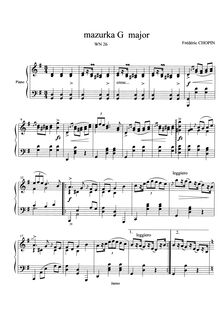 Partition Mazurka No.1 en G major, Mazurkas, Op.67 (Posthumous)