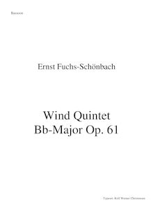 Partition basson, quintette en B-flat Major, Op.61, B♭ major, Fuchs-Schönbach, Ernst