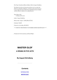 Master Olof : a Drama in Five Acts