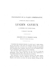 Lucien CAYEUX mars 1er novembre par Charles Jacob et notice de Léon Bertrand