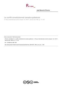 Le conflit constitutionnel canado-québécois - article ; n°1 ; vol.36, pg 111-143