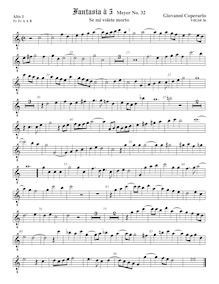 Partition ténor viole de gambe 1, octave aigu clef, Fantasia pour 5 violes de gambe, RC 59