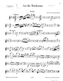 Partition de violon, An die Madonna, An die Madonna, für Violine, Cello und Harfe (oder Piano). Trio No.6 for Violin, Cello and Harp.