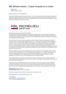 KBL Richelieu Gestion : L espoir l emporte sur la crainte