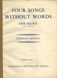 Partition couverture couleur, 4 chansons without Words, O Neill, Norman