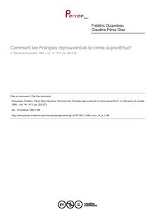 Comment les Français réprouvent-ils le crime aujourd hui? - article ; n°3 ; vol.14, pg 253-273