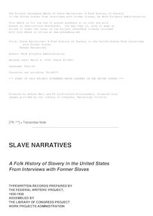 Slave Narratives: a Folk History of Slavery in the United States - From Interviews with Former Slaves - Kansas Narratives