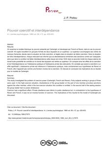 Pouvoir coercitif et interdépendance - article ; n°2 ; vol.69, pg 435-453