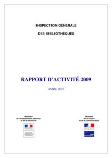 Rapport d activité 2009 de l Inspection générale des bibliothèques