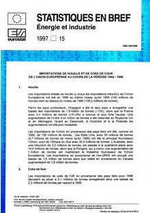 Importations de houille et de coke de four de l Union européenne au cours de la période 1994-1996