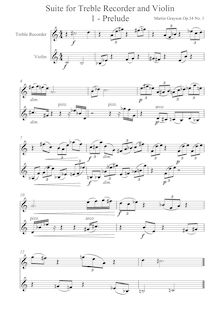 Partition Playing score, Duos pour aigu enregistrement  et violon