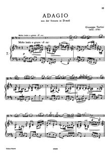 Partition complète, Adagio from a Sonata en D minor, Tartini, Giuseppe